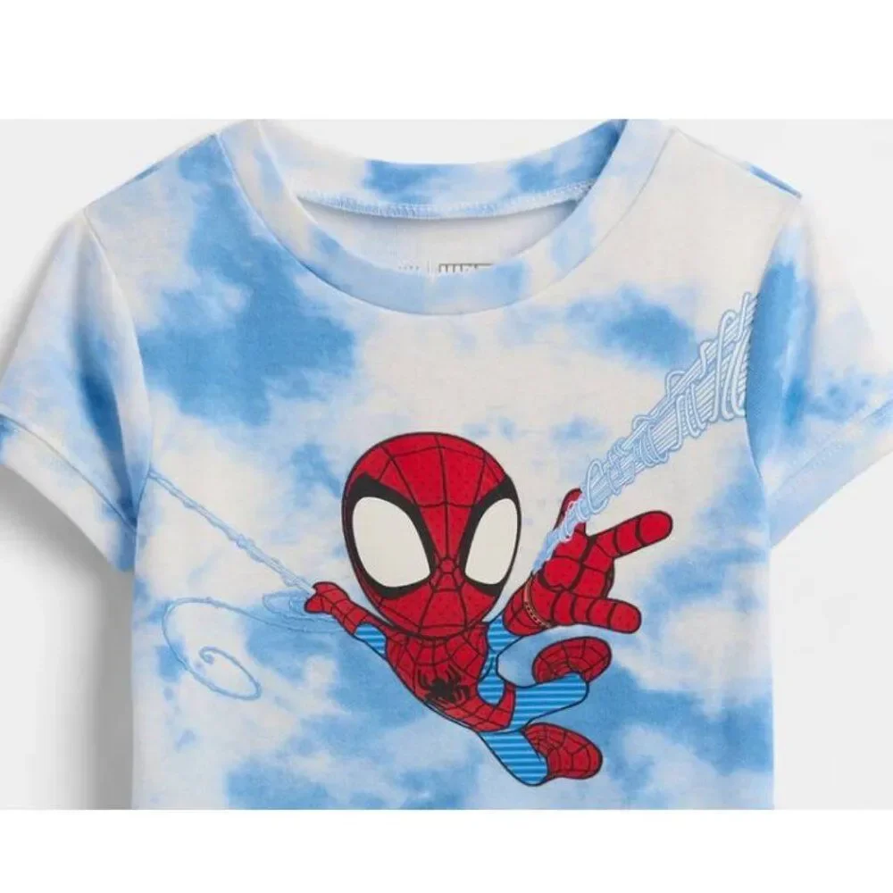 Gap Kid's Marvel Spider-Man PJ Set 100% Organic Cotton Allover Tie Dye Snug Fit